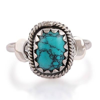 Alternate image for Half-Moon-Themed Recon Turquoise Stone Cocktail Ring Peaceful Luxury