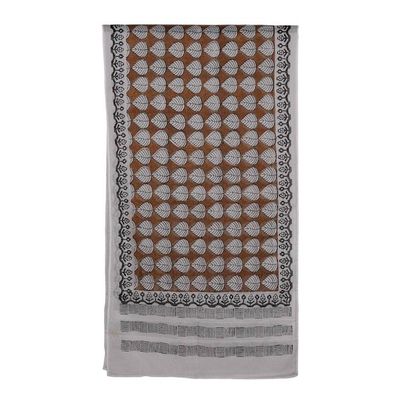 Alternate image for Leaf Floral and Square-Themed Block-Printed Cotton Shawl Earthy Elegance
