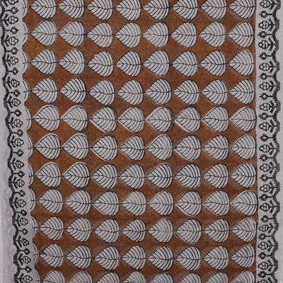 Alternate image for Leaf Floral and Square-Themed Block-Printed Cotton Shawl Earthy Elegance