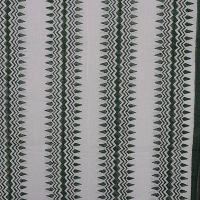 Alternate image for Hand Block-Printed Green White Cotton Shawl from India Forest Green