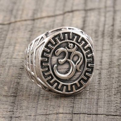 Primary image for Mens Om Symbol Sterling Silver Ring Glorious Om