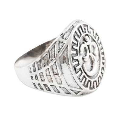 Alternate image for Mens Om Symbol Sterling Silver Ring Glorious Om