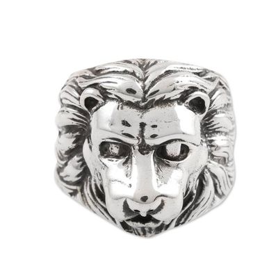 Alternate image for Detailed Mens Lion Ring from India Regal Lion