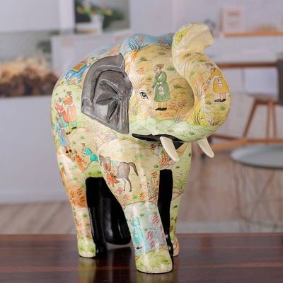 Alternate image for Traditional Painted Papier Mache Royal Elephant Sculpture Giant of the Traditions