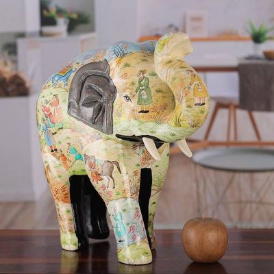 Alternate image for Traditional Painted Papier Mache Royal Elephant Sculpture Giant of the Traditions