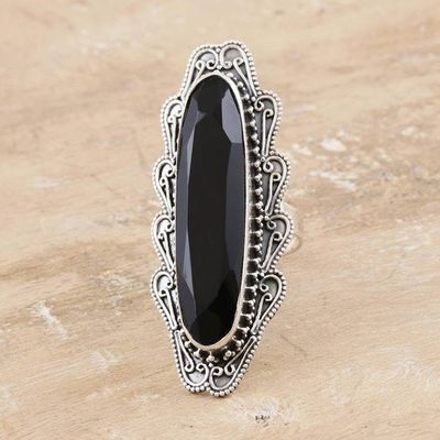 Alternate image for Sterling Silver and Onyx Cocktail Ring Midnight Shine