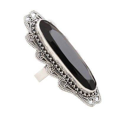 Alternate image for Sterling Silver and Onyx Cocktail Ring Midnight Shine
