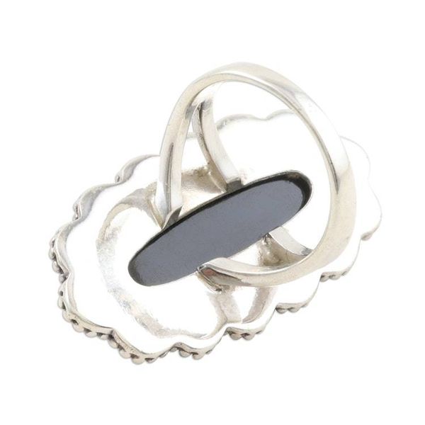 Alternate image for Ornate Black Onyx Cabochon Sterling Silver Cocktail Ring Magnificence in Black