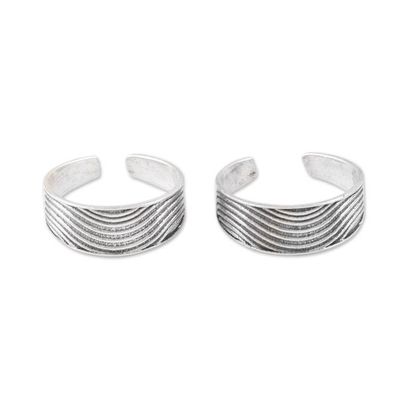 Alternate image for Set of 2 Bohemian Style Sterling Silver Toe Rings from India Wavy Style