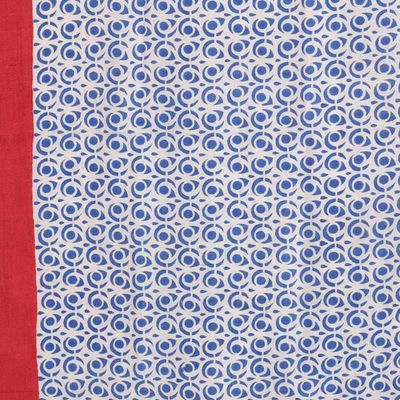 Alternate image for Geometric Modern Fringed Hand-Woven Block-Printed Silk Shawl Spiral Flair