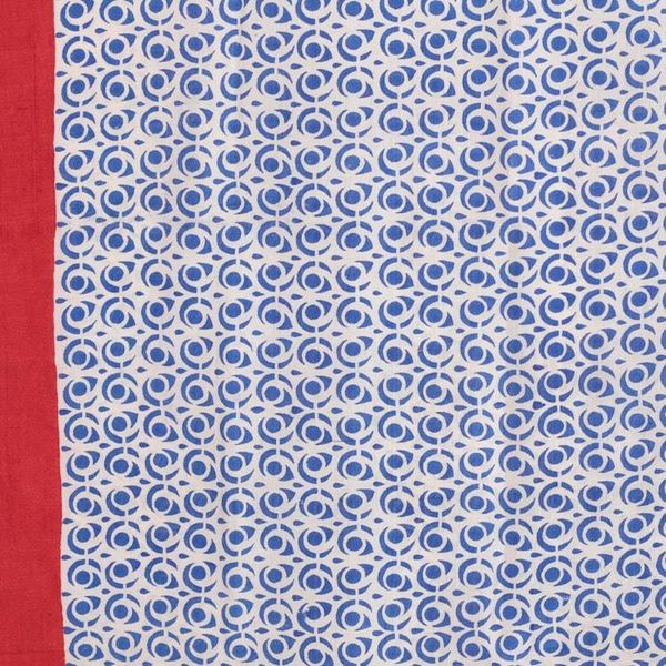 Alternate image for Geometric Modern Fringed Hand-Woven Block-Printed Silk Shawl Spiral Flair