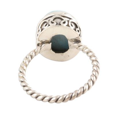Alternate image for Oval Larimar Cabochon Sterling Silver Ring Endless Summer Sky