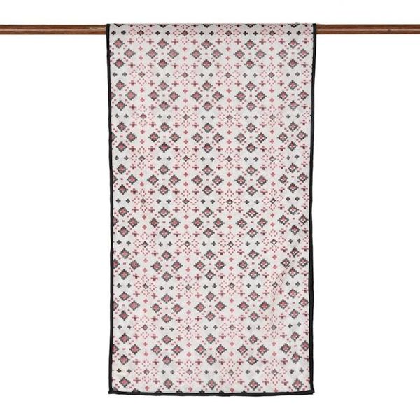 Alternate image for Geometric-Patterned 100 Cotton Scarf with Black Piping Linen Constellation