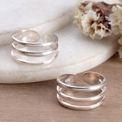 Alternate image for Modern High-Polished Sterling Silver Toe Rings from India Future Steps