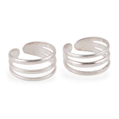 Alternate image for Modern High-Polished Sterling Silver Toe Rings from India Future Steps