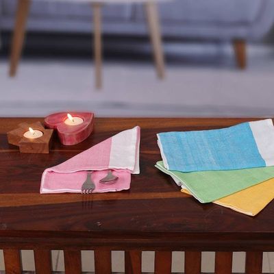 Alternate image for Set of 4 Handwoven Colorful Cotton Napkins Colorful Meals