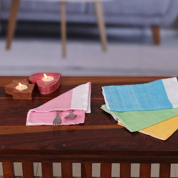 Alternate image for Set of 4 Handwoven Colorful Cotton Napkins Colorful Meals