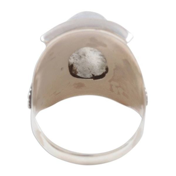 Alternate image for Hand Made Rainbow Moonstone Cocktail Ring Full Phase Moon