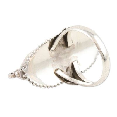 Alternate image for Sterling Silver Locket Ring with Natural Larimar Stones Peace Treasure