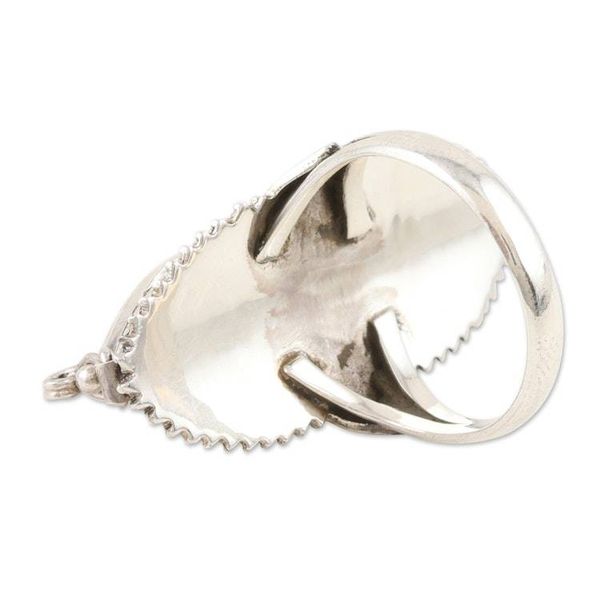 Alternate image for Sterling Silver Locket Ring with Natural Larimar Stones Peace Treasure