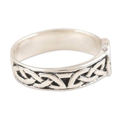 Alternate image for Sterling Silver Band Ring with Om Motif Entwined Universe