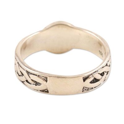 Alternate image for Sterling Silver Band Ring with Om Motif Entwined Universe
