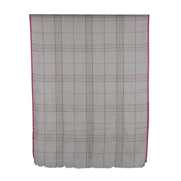Alternate image for Square-Patterned Fringed Woven Wool Shawl from India Sophisticated Charm