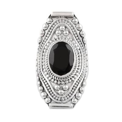 Alternate image for Patterned Onyx Cocktail Ring from India Midnight Style