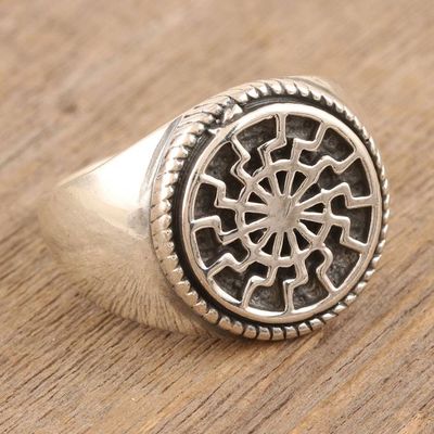 Primary image for Mens Sterling Silver Signet Ring with Mandala Motif Creative Mandala