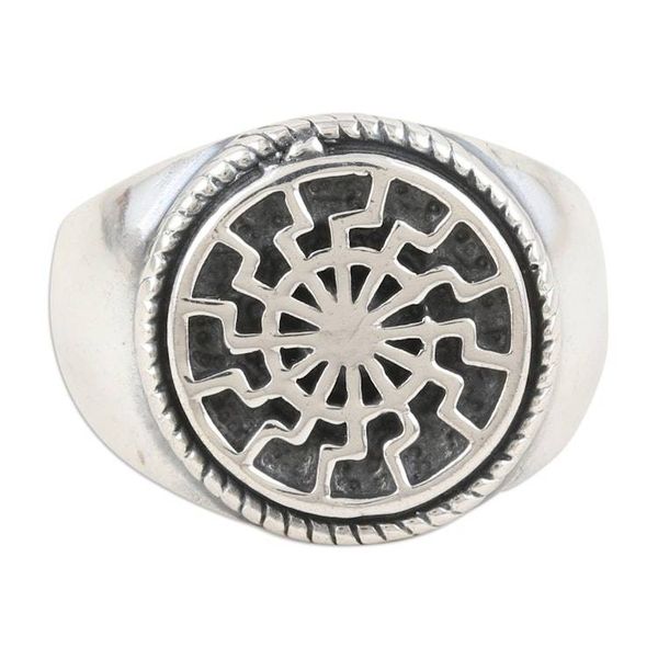 Alternate image for Mens Sterling Silver Signet Ring with Mandala Motif Creative Mandala