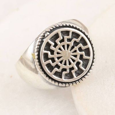 Alternate image for Mens Sterling Silver Signet Ring with Mandala Motif Creative Mandala