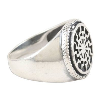 Alternate image for Mens Sterling Silver Signet Ring with Mandala Motif Creative Mandala