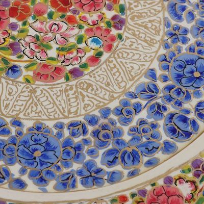 Alternate image for Set of 3 Painted Floral Round Blue and Red Wood Wall Accents Elysium Portals