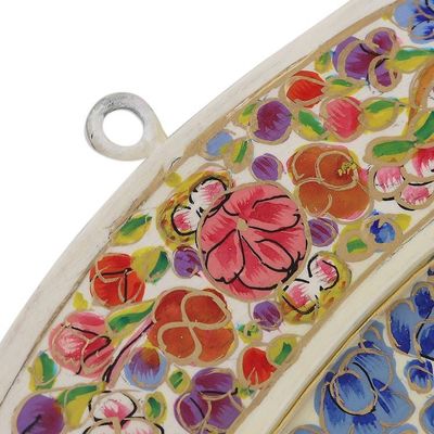 Alternate image for Set of 3 Painted Floral Round Blue and Red Wood Wall Accents Elysium Portals