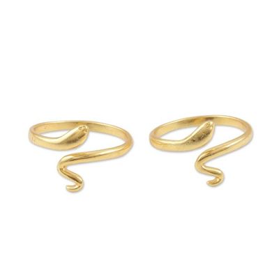 Alternate image for Pair of 22k Gold-Plated Sterling Silver Snake Wrap Rings Snake Divinity