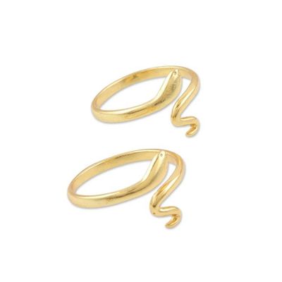 Alternate image for Pair of 22k Gold-Plated Sterling Silver Snake Wrap Rings Snake Divinity