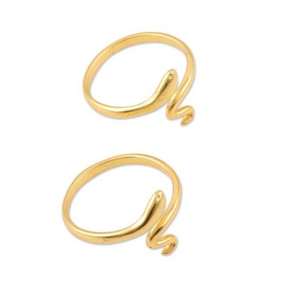 Alternate image for Pair of 22k Gold-Plated Sterling Silver Snake Wrap Rings Snake Divinity
