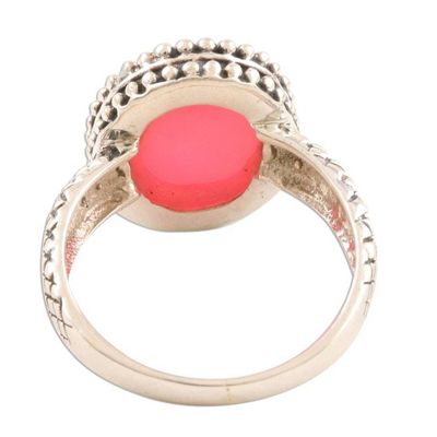 Alternate image for Round Drusy Cabochon Sterling Silver Ring Sparkling Pink