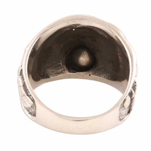 Alternate image for Mens Lion-Themed Sterling Silver Ring from India Lion Window