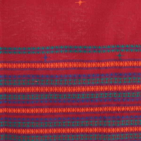 Alternate image for Handwoven 100 Cotton Fringed Shawl in a Candy Apple Red Hue Candy Apple Ways