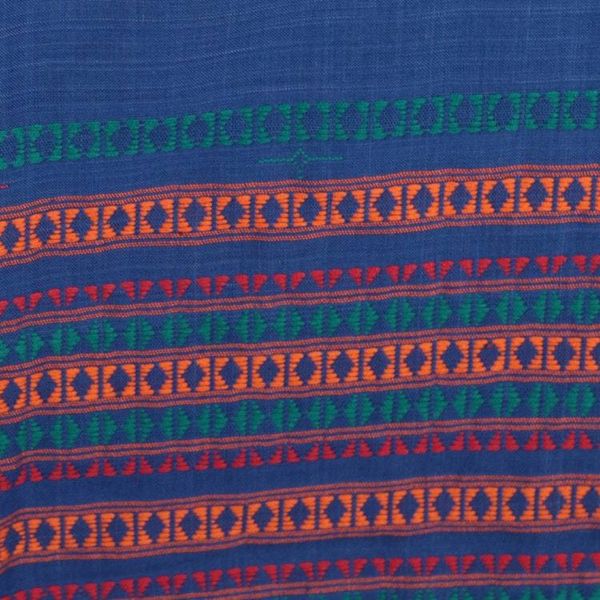 Alternate image for Artisan-Made 100 Cotton Fringed Shawl in Sapphire Blue Hues Sapphire Ways