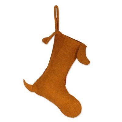 Alternate image for Cute Wool Felt Puppy Dog Christmas Stocking Woof