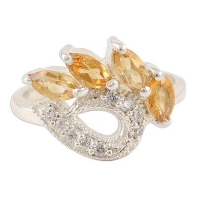 Alternate image for Citrine and Cubic Zirconia Cocktail Ring from India Sun Dazzle