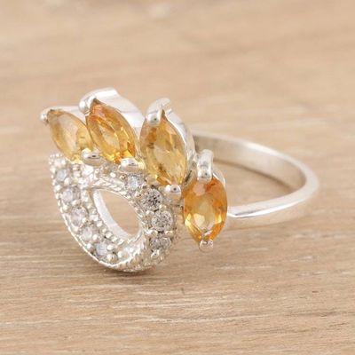 Alternate image for Citrine and Cubic Zirconia Cocktail Ring from India Sun Dazzle