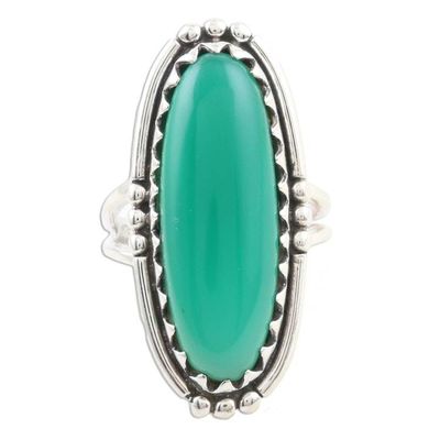Alternate image for Oval Cabochon of Green Onyx Cocktail Ring Crowned in Glory in Green