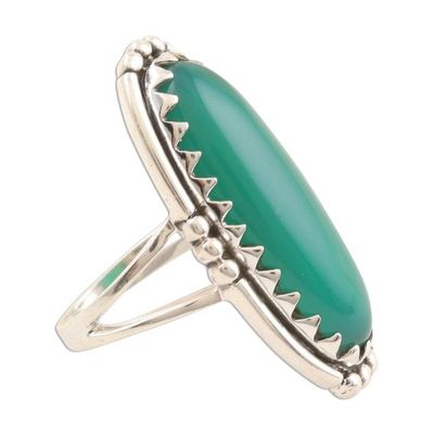 Alternate image for Oval Cabochon of Green Onyx Cocktail Ring Crowned in Glory in Green