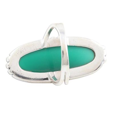 Alternate image for Oval Cabochon of Green Onyx Cocktail Ring Crowned in Glory in Green