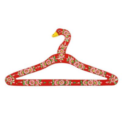 Alternate image for Hand-Painted Floral-Motif Wood Hangers Pair Beauty of Kashmir in Red
