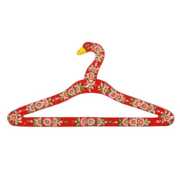 Alternate image for Hand-Painted Floral-Motif Wood Hangers Pair Beauty of Kashmir in Red