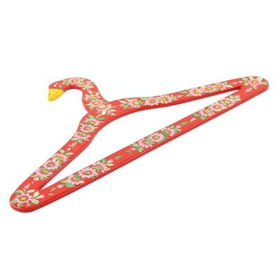 Alternate image for Hand-Painted Floral-Motif Wood Hangers Pair Beauty of Kashmir in Red